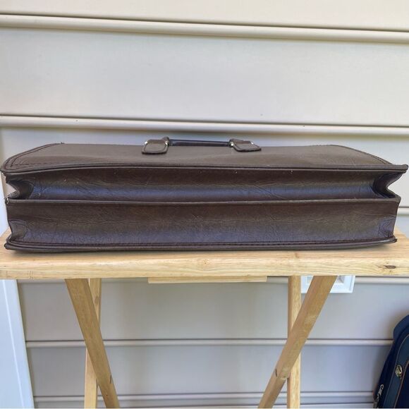 Vintage LL Bean Classic Brown Leather Briefcase Messenger Satchel Bag One Size - Picture 8 of 11